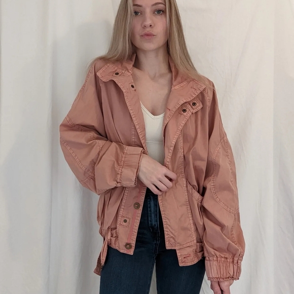 Free People Pink Mauve Parachute Bomber Jacket - Picture 3 of 9